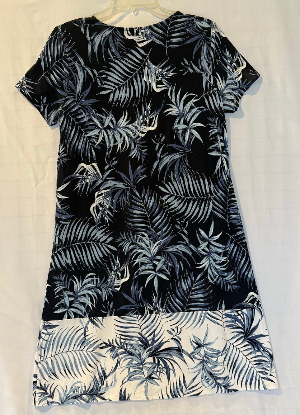 J Jill Wearever Blue Tropical Print Knee Length Dress - S Resort wear